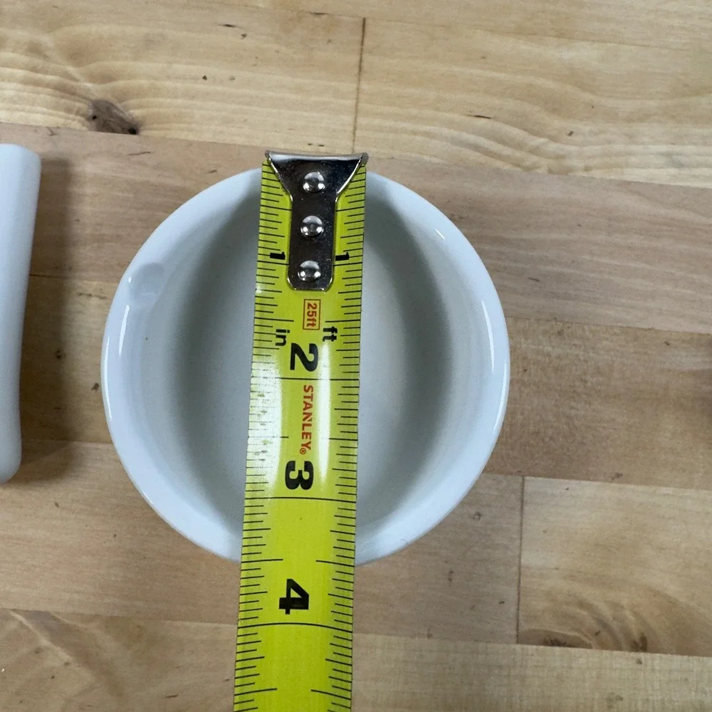 KY White Ceramic Mortar and Pestle Set with Pour Spout 3.5 Inch Small Grinder